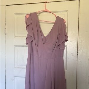 Chic Mauve Ruffle Sleeve Maxi Dress